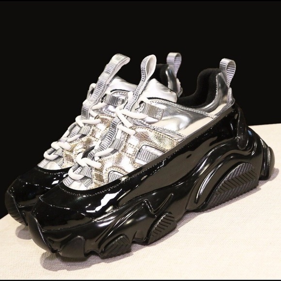 silver chunky sneakers